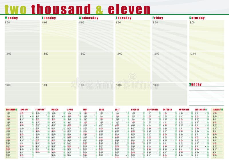 Planning calendar 2011 in english