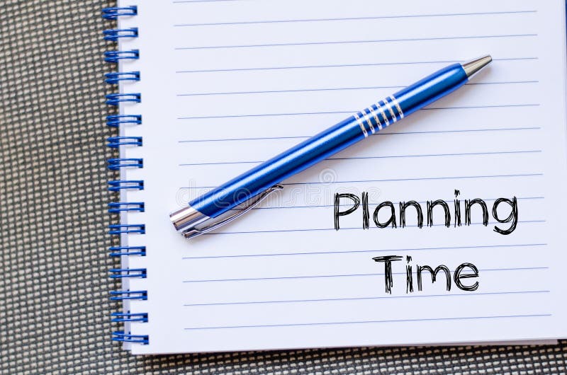 Planning time text concept on notebook stock image
