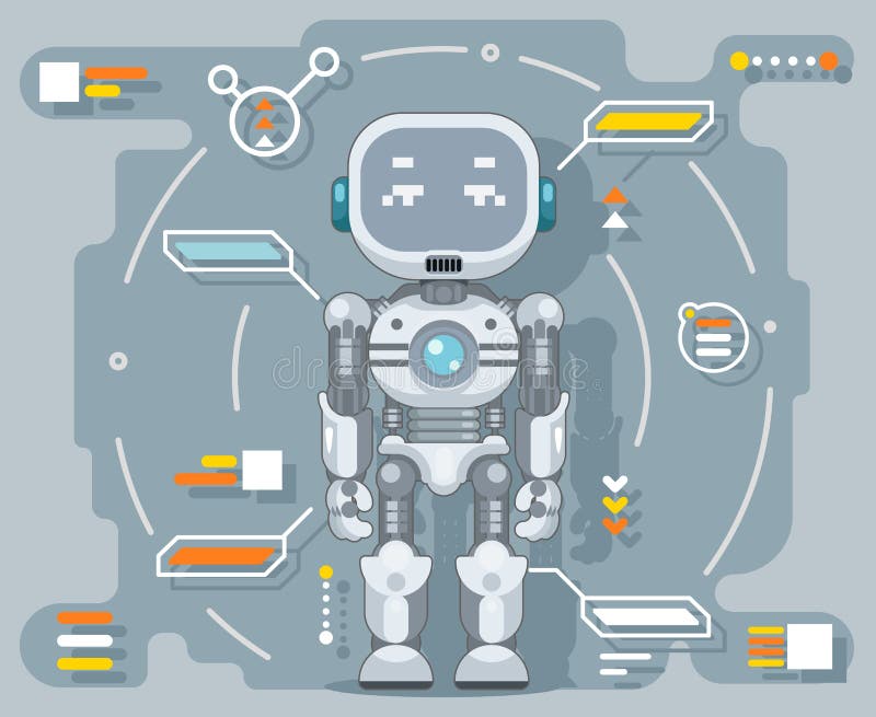 Plano cybernetic artificial eletrônico da automatização do metal da relação da informação da inteligência do robô futurista do an ilustração royalty free Plano cybernetic artificial eletrônico da automatização do metal da relação da informação da inteligência do robô futurista do an ilustração royalty free