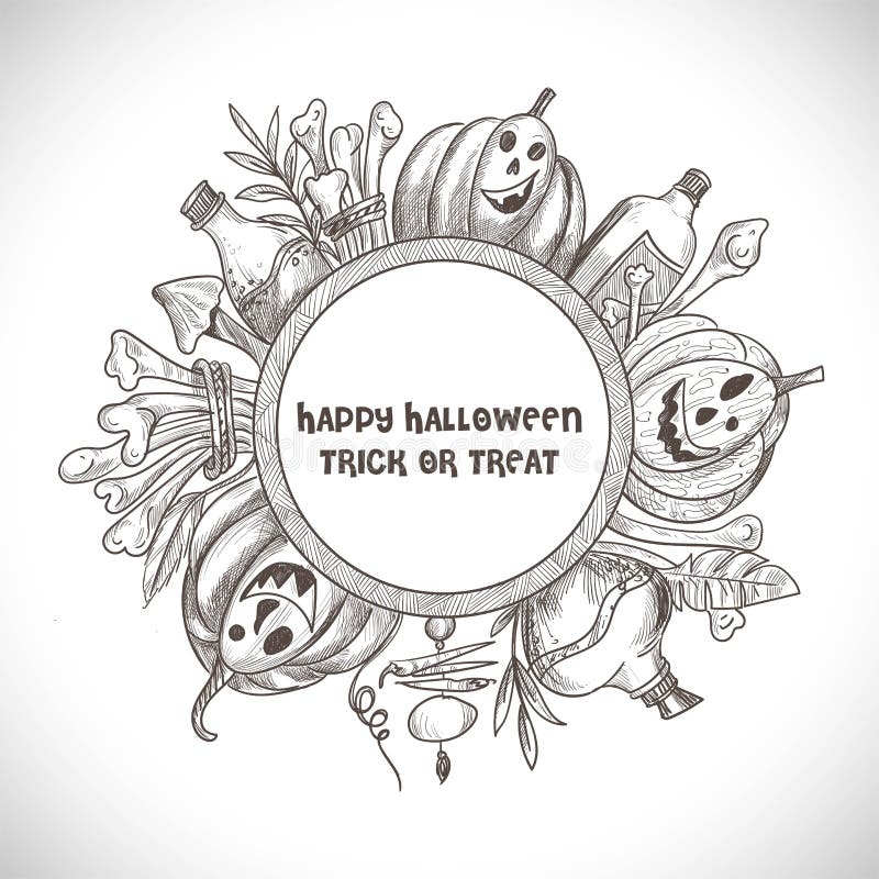 Desenho De Elementos De Halloween Desenhados à Mão Ilustração Stock -  Ilustração de jogo, pronto: 237967852