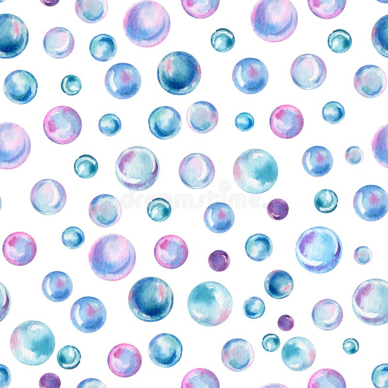 Seamless pattern, background with bubbles, watercolor drawing. High quality photo. Seamless pattern, background with bubbles, watercolor drawing. High quality photo