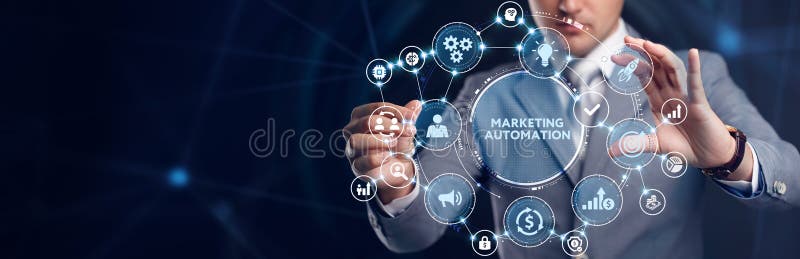 Planowanie strategii marketingowej. automatyzacja marketingu procesów biznesowych i przemysłowych obrazy stock