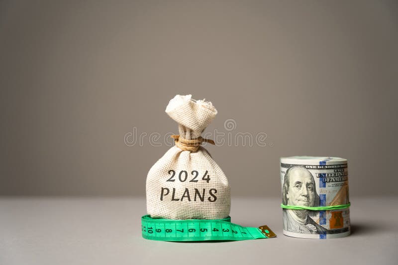 2024 plans concept. Setting goals and planning targets for the next year. Motivation, vision. Business and finance concept. Money stock photos