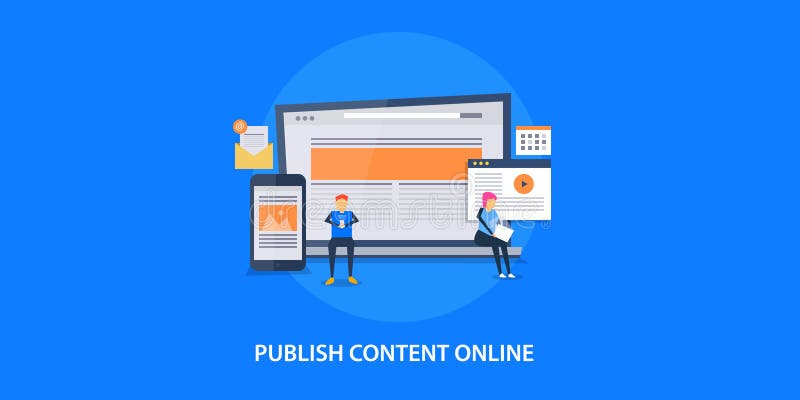 Plant designbegrepp av att publicera online-innehållet, digital marknadsföring vektor illustrationer Plant designbegrepp av att publicera online-innehållet, digital marknadsföring vektor illustrationer