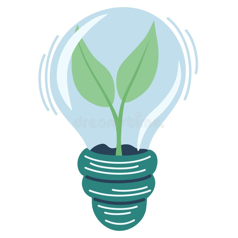 Plant Inside Light Bulb. Green Energy. Concept of Green Energy and