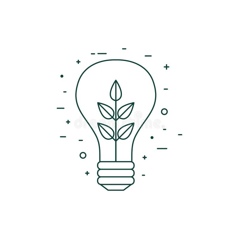 Plant in Light Bulb Line Art Icon stock illustratie Plant in Light Bulb Line Art Icon stock illustratie