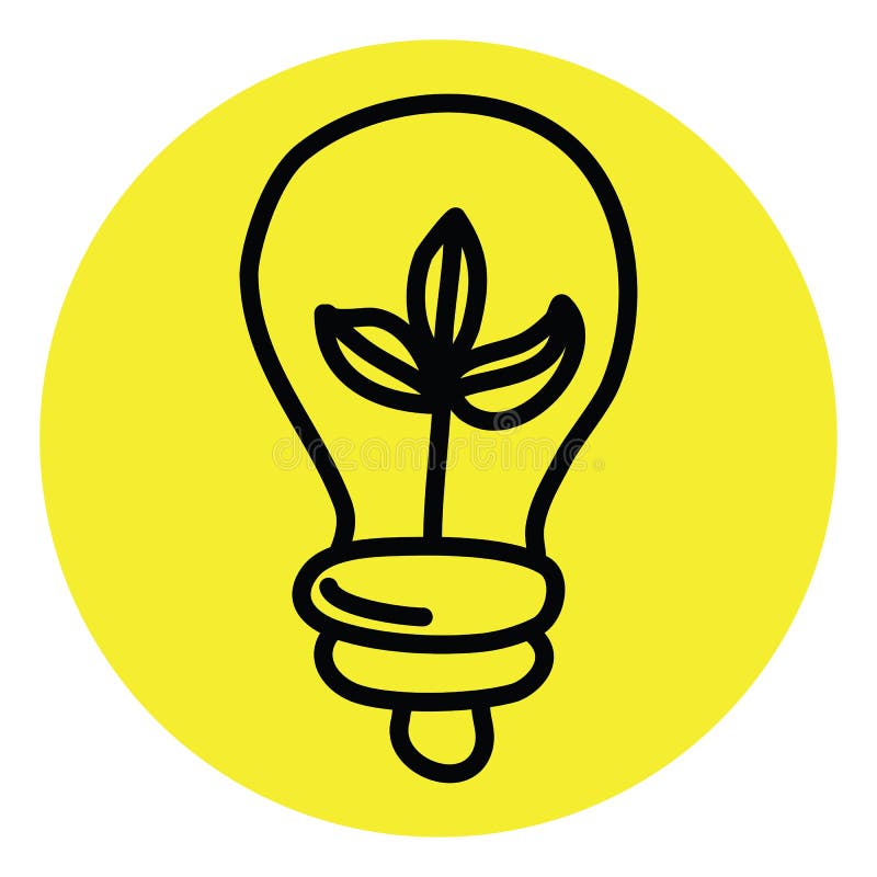 Plant in a lightbulb, icon stock vector. Illustration of organic 259786568