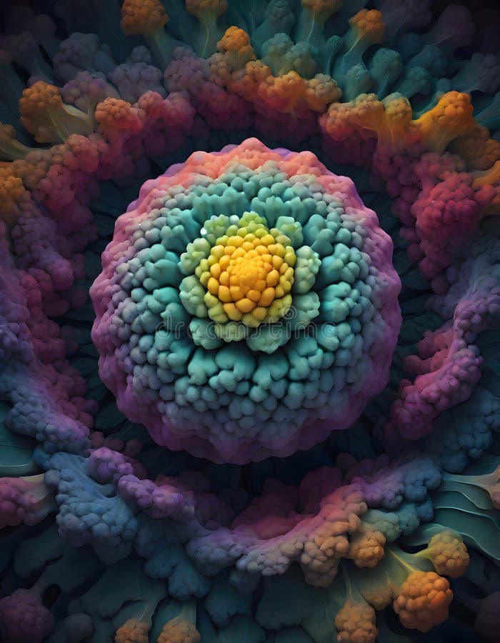 Plant Like Organism with Vibrant Colors and Intricate Patterns