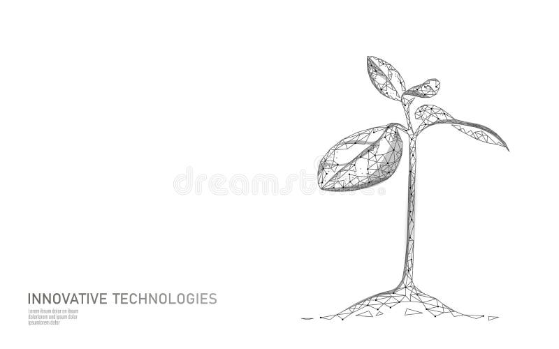 Plant sprout ecological abstract concept. 3D render seedling tree leaves. Save planet nature environment grow life eco