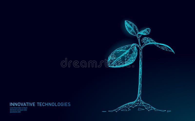 Plant sprout ecological abstract concept. 3D render seedling tree leaves. Save planet nature environment grow life eco