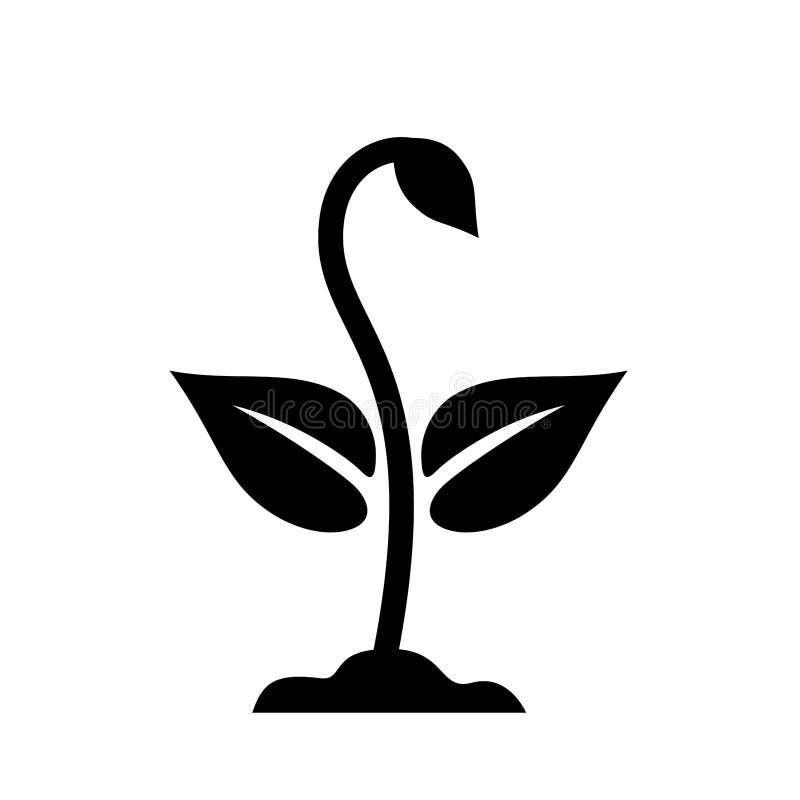 Plant Sprout Flat Icon. Spring Young Sprout with Stem, Leaves and Bud ...