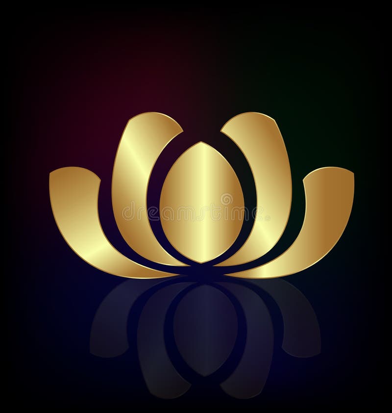 Planta de loto de oro, logotipo aislado del vector stock de ilustración Planta de loto de oro, logotipo aislado del vector stock de ilustración
