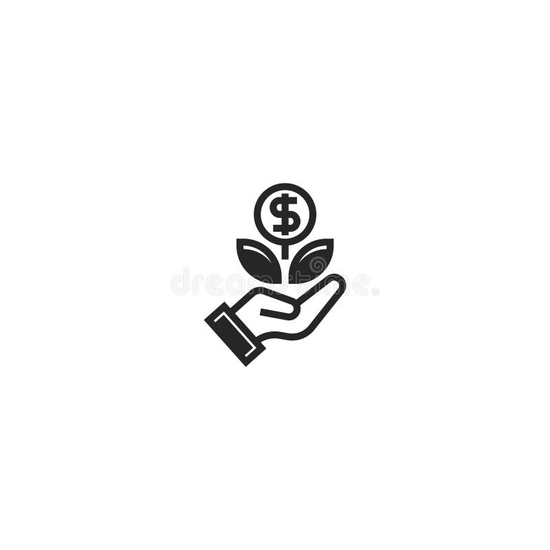 Planta de árbol de dinero con icono de línea de moneda en dólares. signo de estilo lineal para concepto móvil y diseño web. icono de vector de esquema. ilustración de logotipo de símbolo. gráfico vectorial