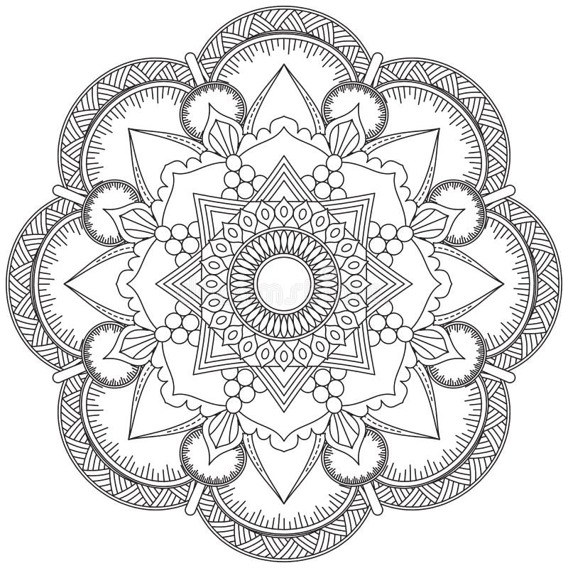 Desenho Floral De Flores De Mandala Para Colorir Meditação De Pintura  Ilustração do Vetor - Ilustração de hena, elegante: 218583966