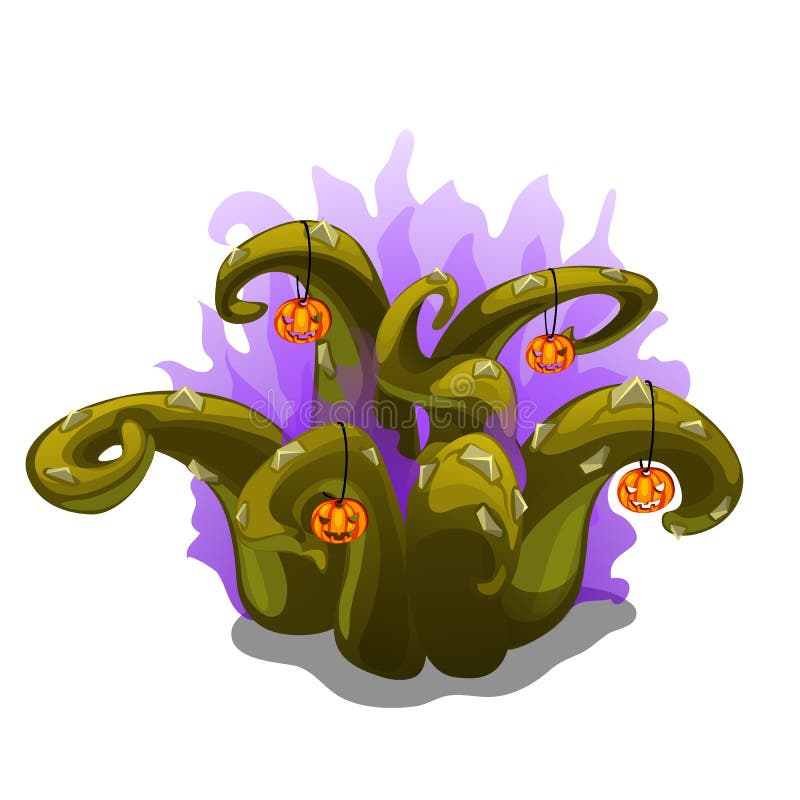 Planta místico com espinhos e abóboras, Dia das Bruxas ilustração royalty free Planta místico com espinhos e abóboras, Dia das Bruxas ilustração royalty free