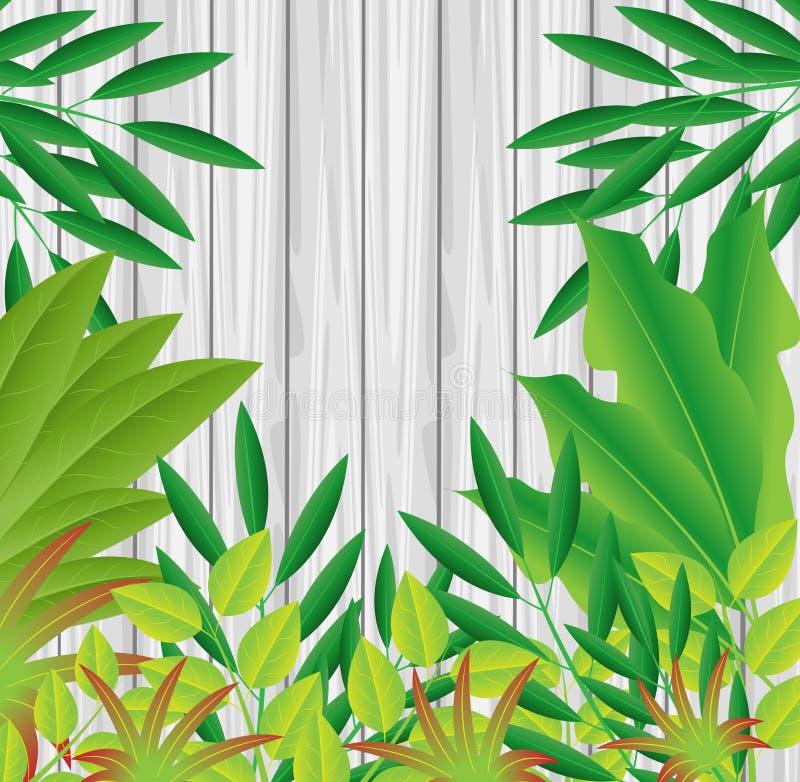 Plantas verdes en una textura de madera del fondo stock de ilustración Plantas verdes en una textura de madera del fondo stock de ilustración