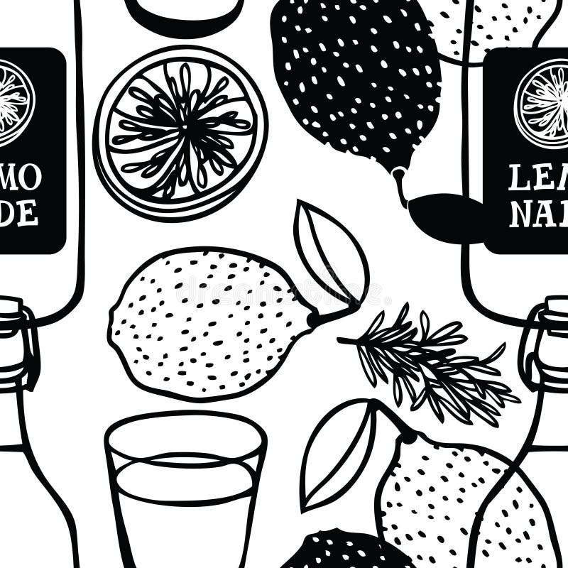 Plante aromatice de limonadă pentru limonadă, cu model fără sudură vector illustration