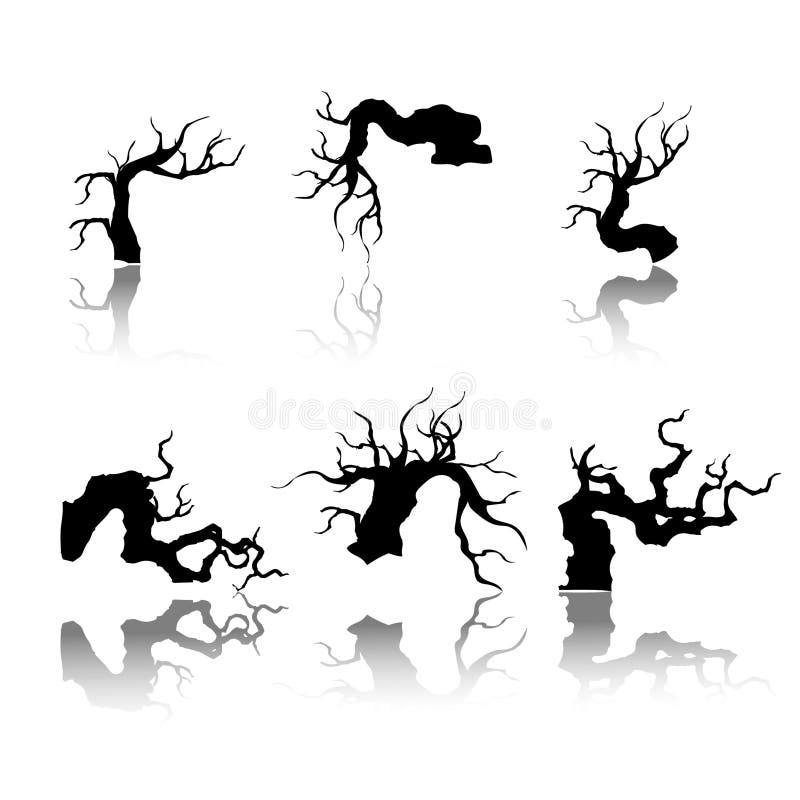 Plante ícones da silhueta, árvore e silhueta dos ramos, ilustração detalhada do vetor ilustração stock Plante ícones da silhueta, árvore e silhueta dos ramos, ilustração detalhada do vetor ilustração stock