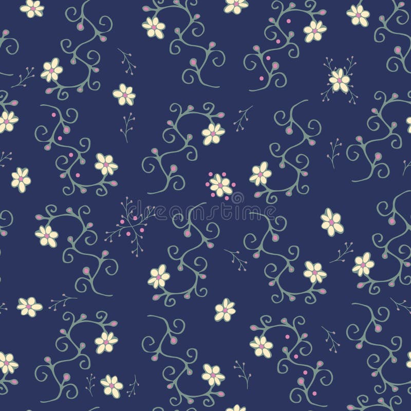 Plantes, baies et fleurs - modèle sans couture tiré par la main illustration libre de droits Plantes, baies et fleurs - modèle sans couture tiré par la main illustration libre de droits