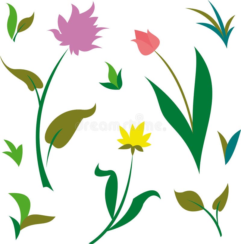 Plantes vertes de source et d'été et fleurs (vecteur) illustration de vecteur Plantes vertes de source et d'été et fleurs (vecteur) illustration de vecteur