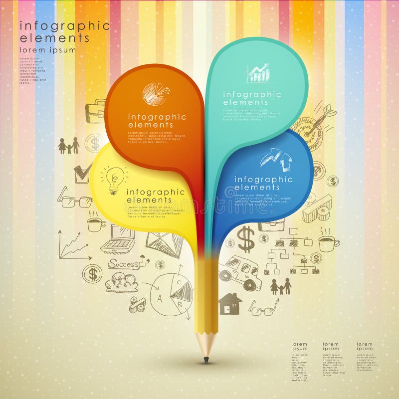 Plantilla creativa con el lápiz y el fondo colorido del mano-drenaje libre illustration Plantilla creativa con el lápiz y el fondo colorido del mano-drenaje libre illustration