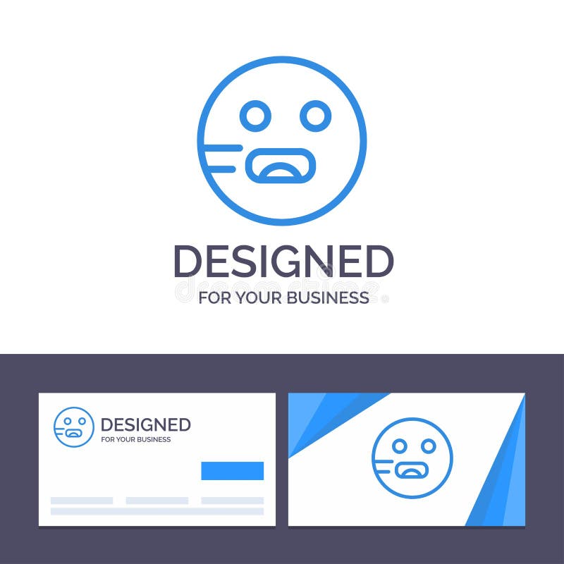 Plantilla creativa Emojis, Emoticon, hambriento, ejemplo de la tarjeta y del logotipo de visita del vector de la escuela stock de ilustración Plantilla creativa Emojis, Emoticon, hambriento, ejemplo de la tarjeta y del logotipo de visita del vector de la escuela stock de ilustración