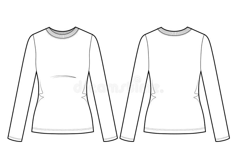 Camiseta de manga larga en blanco para mujer plantilla color