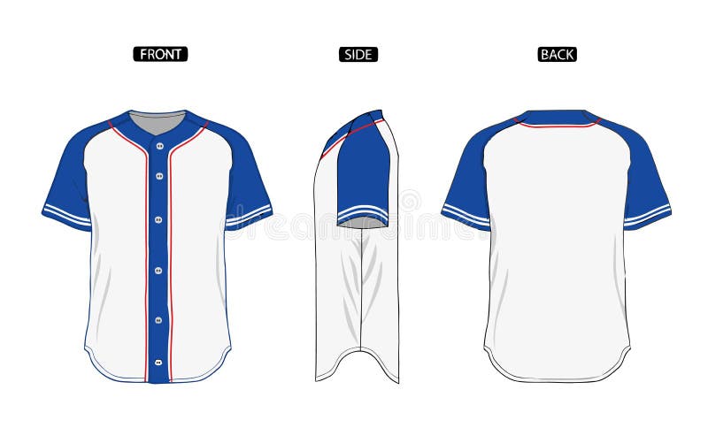 Plantilla De Diseño De Camisetas Jersey De Béisbol. Coloridas Jersey  Deportivo Mockup Front Y Back View. Camiseta De Béisbol Azul Ilustración  del Vector - Ilustración de sano, colorido: 188024623