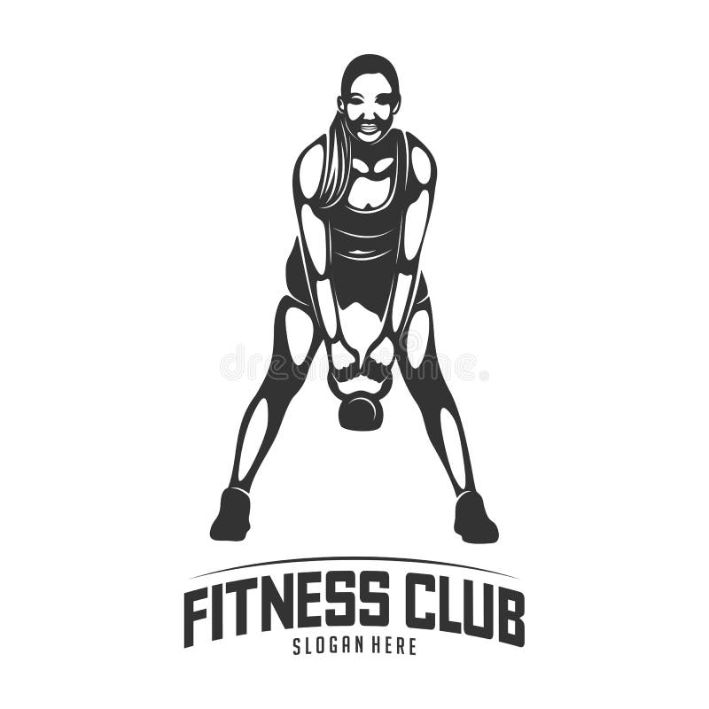 Plantilla de diseño del logotipo vectorial de fitness, diseño para gimnasio y vector de fitness Logo del club de fitness con muje ilustración del vector Plantilla de diseño del logotipo vectorial de fitness, diseño para gimnasio y vector de fitness Logo del club de fitness con muje ilustración del vector