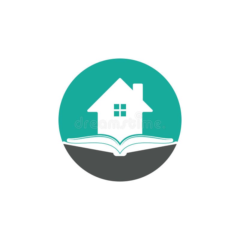 Plantilla de diseño de logotipo de casa de libro. stock de ilustración