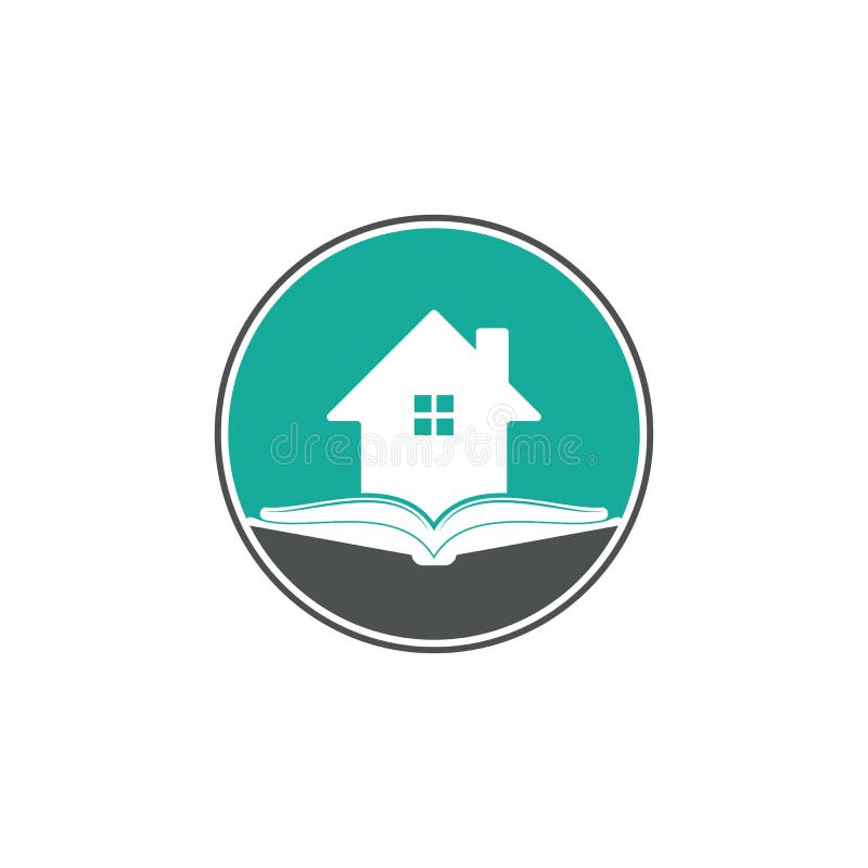 Plantilla de diseño de logotipo de casa de libro. stock de ilustración