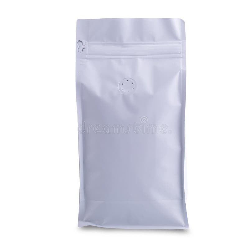 Plantilla de empaque colección de maquillaje bolsa de papel de plástico de cremallera blanca sobre fondo blanco fotografía de archivo libre de regalías