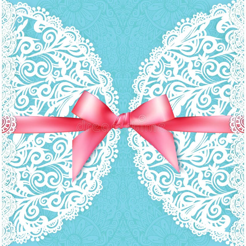 Plantilla de encaje azul de la invitación de boda del vector ilustración del vector Plantilla de encaje azul de la invitación de boda del vector ilustración del vector