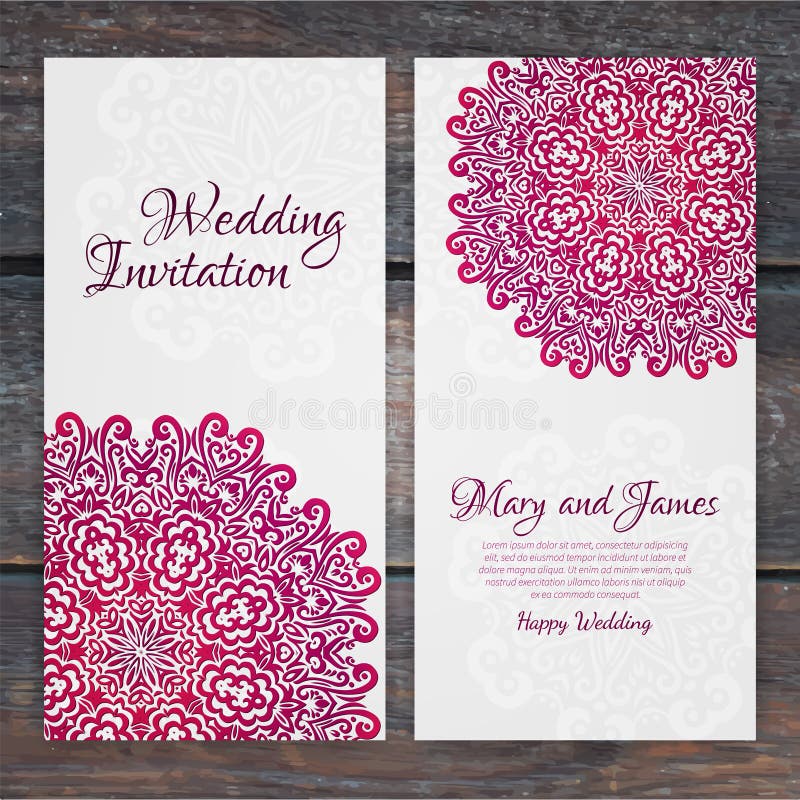 Plantilla de encaje de la invitación de boda del vector Invi romántico de la boda del vintage ilustración del vector Plantilla de encaje de la invitación de boda del vector Invi romántico de la boda del vintage ilustración del vector