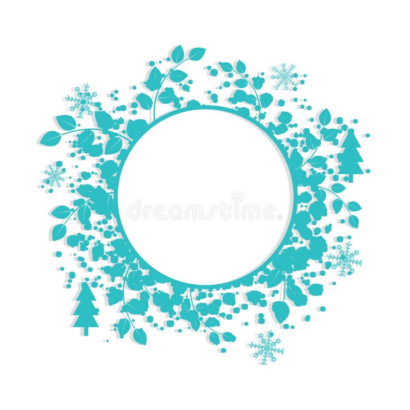 Plantilla de la bandera del círculo del invierno con el marco azul para el texto Elementos de los copos de nieve en el fondo blan libre illustration Plantilla de la bandera del círculo del invierno con el marco azul para el texto Elementos de los copos de nieve en el fondo blan libre illustration