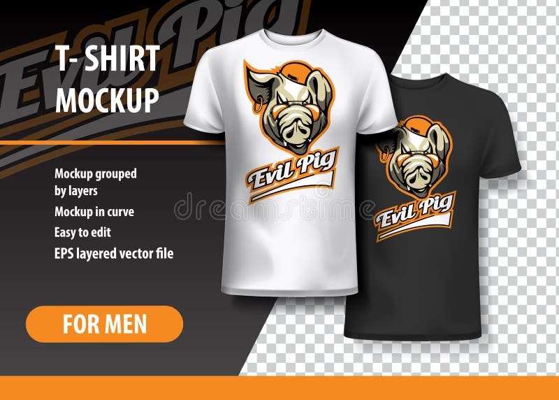 Plantilla de la camiseta, completamente editable con el cerdo malvado Team Logo Ilustración del vector del EPS 10 ilustración del vector