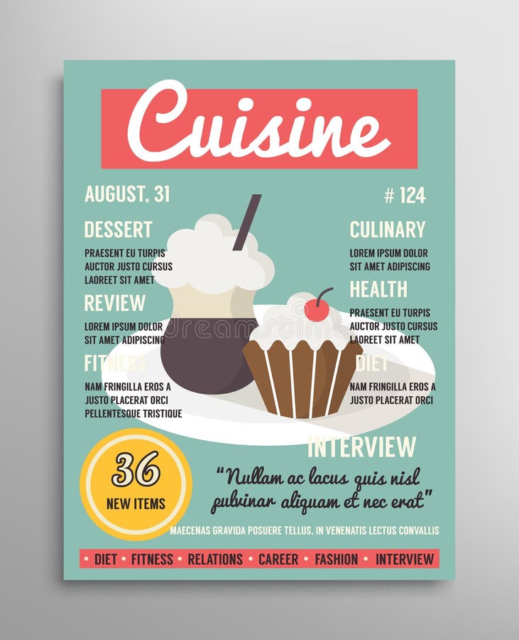 Plantilla De La Portada De Revista Capa Blogging De La Comida, Ejemplo  Culinario De La Cocina Stock de ilustración - Ilustración de anuncie,  papel: 56231133