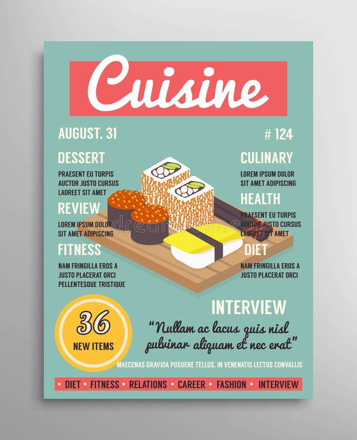 Plantilla De La Portada De Revista Capa Blogging De La Comida, Ejemplo Culinario De La Cocina Stock de ilustración - Ilustración de librete, compartimiento: 56231016