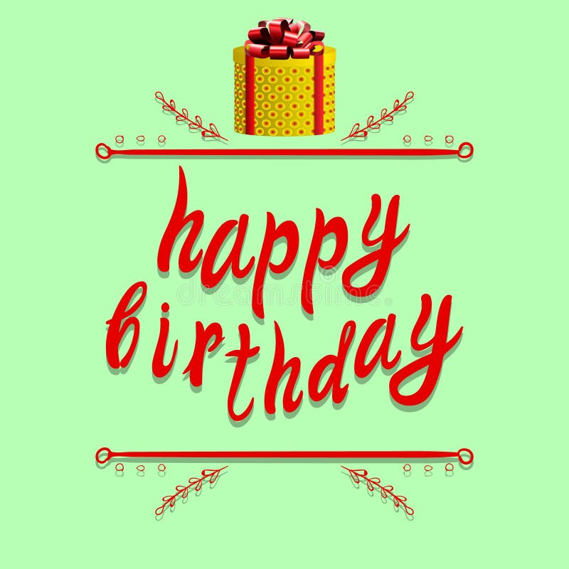 Plantilla de la tarjeta de felicitación del VECTOR del ` del feliz cumpleaños del `: actual caja en verde ilustración del vector Plantilla de la tarjeta de felicitación del VECTOR del ` del feliz cumpleaños del `: actual caja en verde ilustración del vector