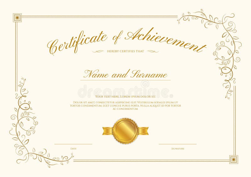 Plantilla de lujo del certificado con el marco elegante de la frontera, diploma d