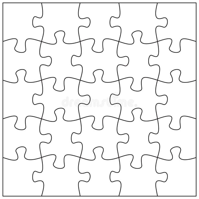 Plantilla De Piezas De Jigsaw Veinte Piezas De Rompecabezas Conectadas Entre Sí Ilustración del Vector - Ilustración de pedazo, conecte: