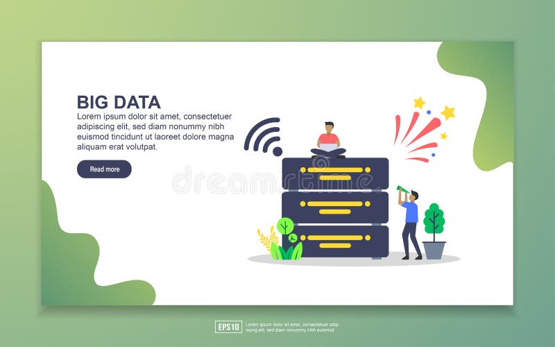 Plantilla de página de inicio de Big data Concepto moderno de diseño plano del diseño de páginas web para sitios web y sitios web ilustración del vector Plantilla de página de inicio de Big data Concepto moderno de diseño plano del diseño de páginas web para sitios web y sitios web ilustración del vector
