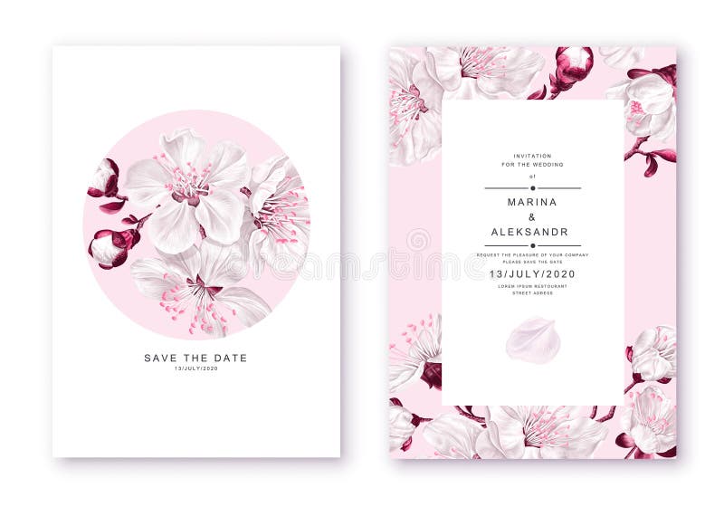 envidia habla Barrio bajo Plantilla De Tarjeta De Invitación De Boda Floral Con Flores De Sakura  Vector Realista En Plantillas Para Invitaciones De Boda Ilustración del  Vector - Ilustración de rosa, tarjetas: 214853007