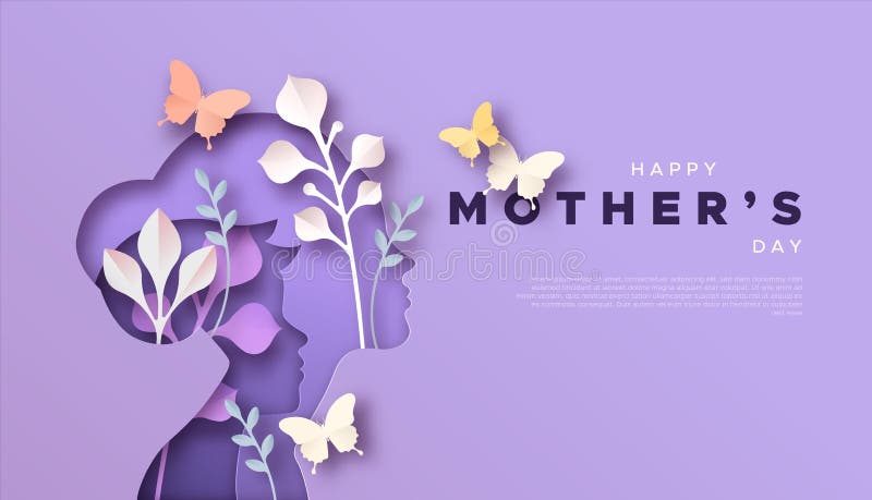Plantilla de tarjeta de papel para madres de día mamá y niños