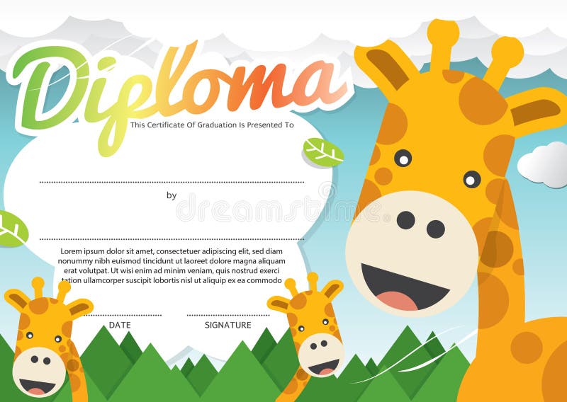 Plantilla del certificado del diploma de los niños libre illustration Plantilla del certificado del diploma de los niños libre illustration