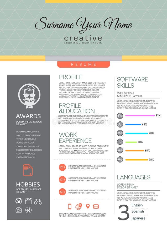 Plantilla del curriculum vitae del vector stock de ilustración Plantilla del curriculum vitae del vector stock de ilustración