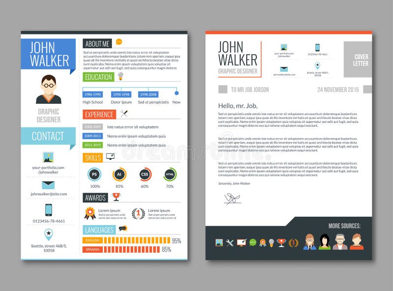 Plantilla del cv del curriculum vitae stock de ilustración Plantilla del cv del curriculum vitae stock de ilustración