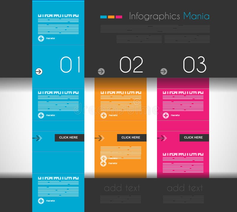 Plantilla del diseño de Infographic con los paneles planos del diseño ilustración del vector Plantilla del diseño de Infographic con los paneles planos del diseño ilustración del vector
