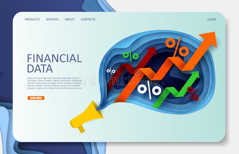 Plantilla del diseño de la página del aterrizaje de la página web del vector de datos financieros libre illustration Plantilla del diseño de la página del aterrizaje de la página web del vector de datos financieros libre illustration