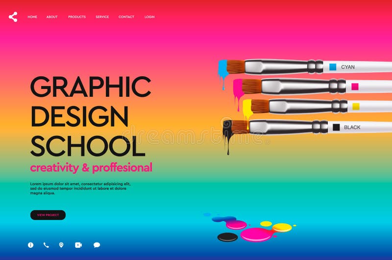 Plantilla del diseño de la página web para la escuela del diseño, estudio, curso, clase, educación Concepto del ejemplo del vecto ilustración del vector Plantilla del diseño de la página web para la escuela del diseño, estudio, curso, clase, educación Concepto del ejemplo del vecto ilustración del vector